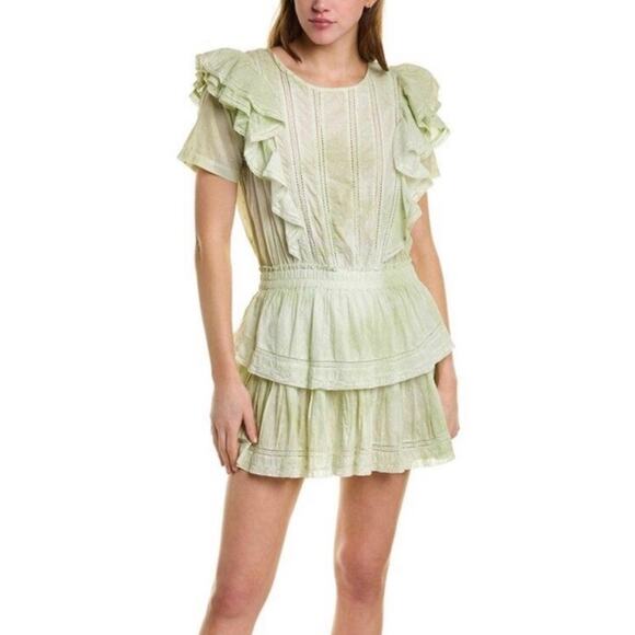 LoveShackFancy Natasha Dress in Jade Mist Hand Dye Size M - Picture 2 of 14